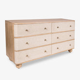 Neo Kyoto Chest of Drawers - Wooden Chest of Drawers with Fabric Front, Light Walnut Finish, Storage Drawers for Bedroom or Living Room.